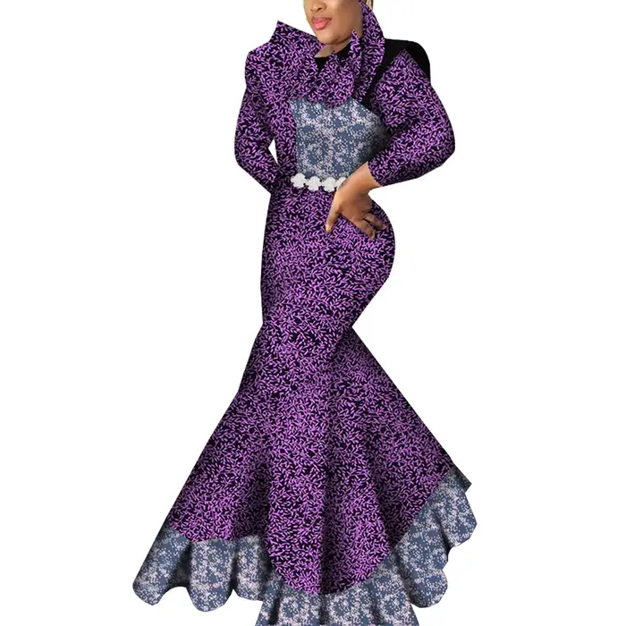 Robes Ankara pour femmes, tenue de soirée, longue, vide, tambour imprimé africain, Dashiki, vêtements africains, WY7093