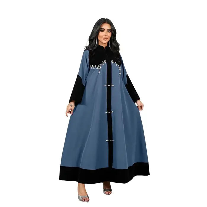 Eid velours brodé femmes Robe Maxi dubaï turquie Abaya hiver automne