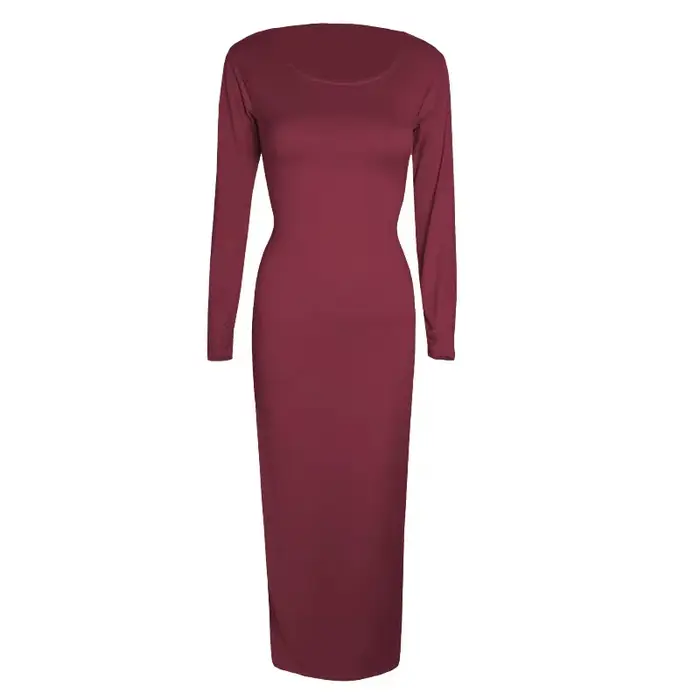 Robe noire longue à manches longues et col rond, Sexy, vêtements pour femmes, coupe confortable, rob