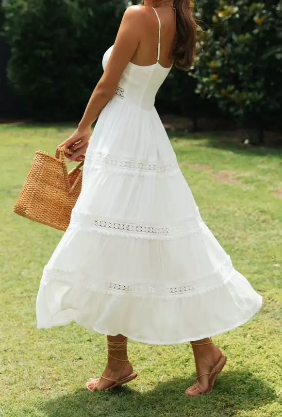 Robe longue en Crochet à fleurs pour femmes