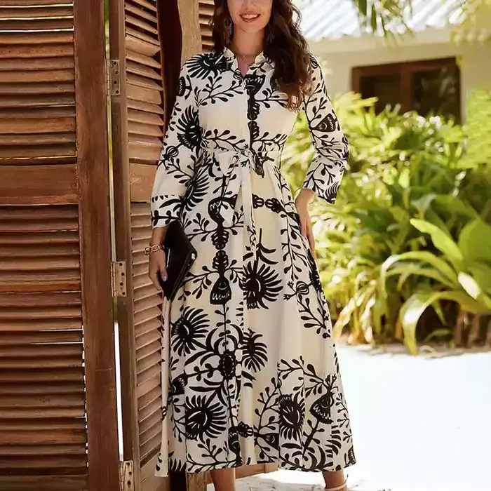 Robe maxi en rayonne de coton à imprimé floral vert pour femmes