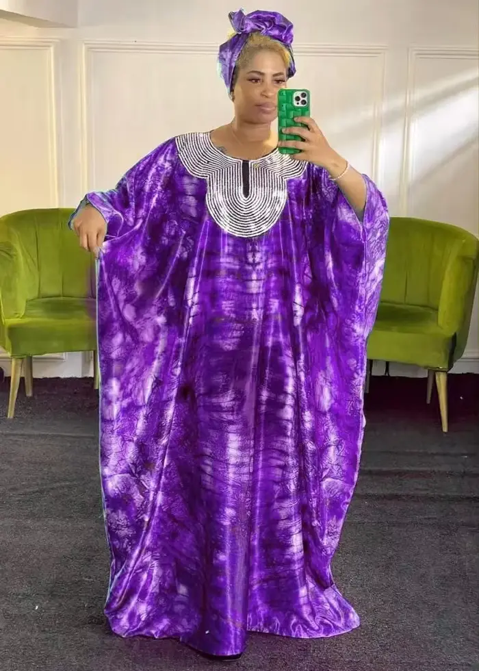 Robes africaines pour femme, robe longue avec broderie Bazin Riche