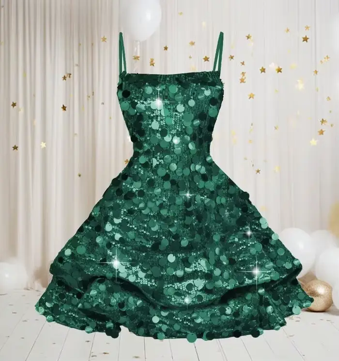 Robe Courte Sexy à Paillettes pour Adolescentes