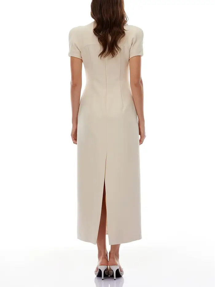 Robe longue VGH abricot à col mandarin pour femme