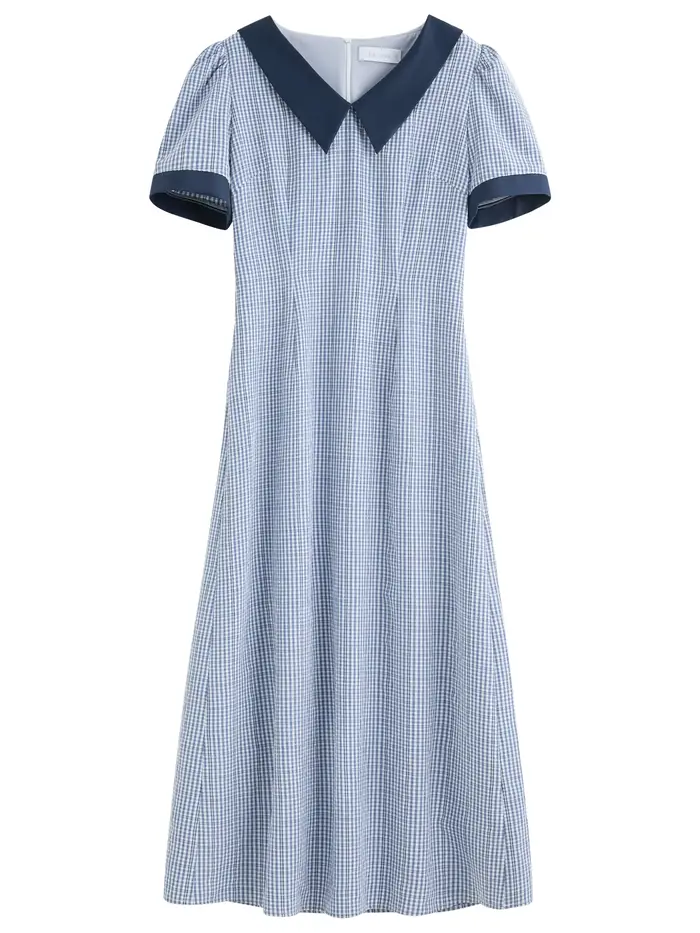FSLE 2025 Robe académique à carreaux pour femme d'été - Taille sur mesure et silhouette trapèze resp