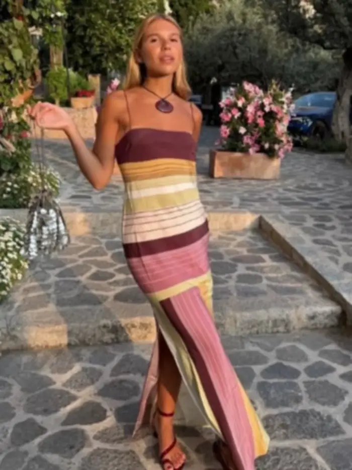 Robe bohème blocs de couleurs chic pour femmes été plage romantique tendance vintage décontractée style sexy