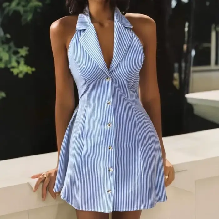 Robe d'été mini pour femme à bretelles