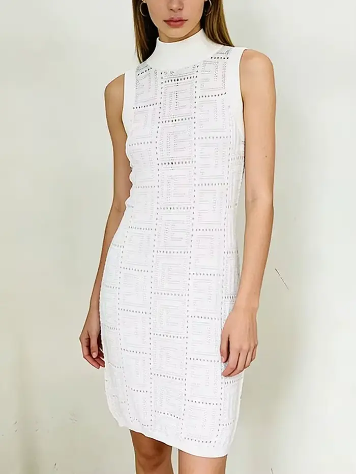 Robe débardeur en maille ajourée O'ZACKET pour femmes style high street été 2026 blanc orange noir ajustement confortable