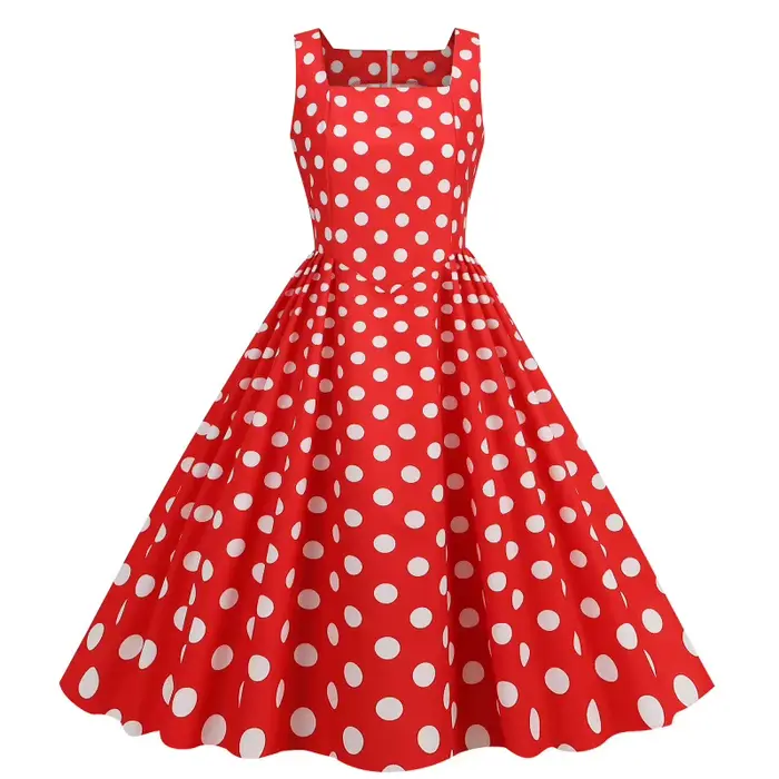Robe midi élégante à pois vintage