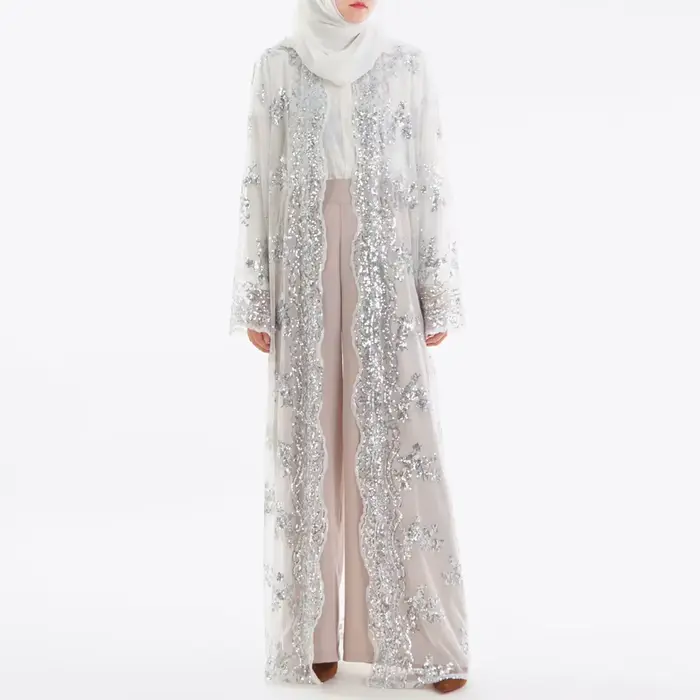 Robe arabe musulmane décontractée avec paillettes en acétate pour femmes toute la saison occassions spéciales et activités quotidiennes