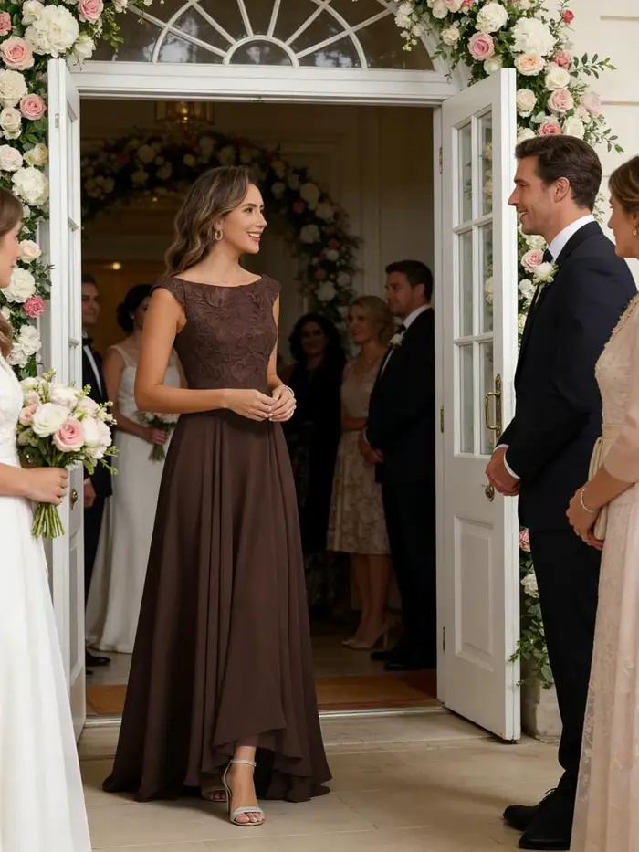 Robe de soirée formelle en mousseline de soie pour mère de la mariée