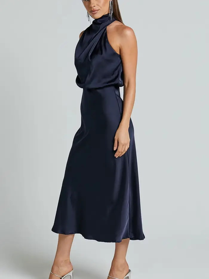 Robes 2025 femme été nouvelle mode Satin robe sans manches