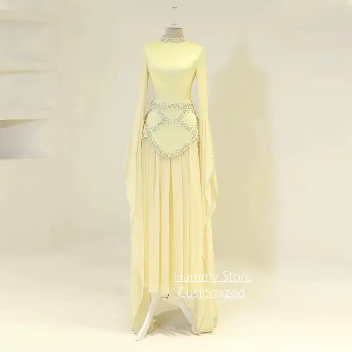Robe de soirée arabe moderne personnalisée à manches longues