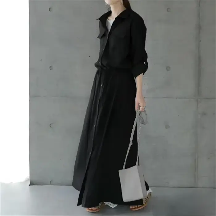 Robe femmes robes simple boutonnage bouton