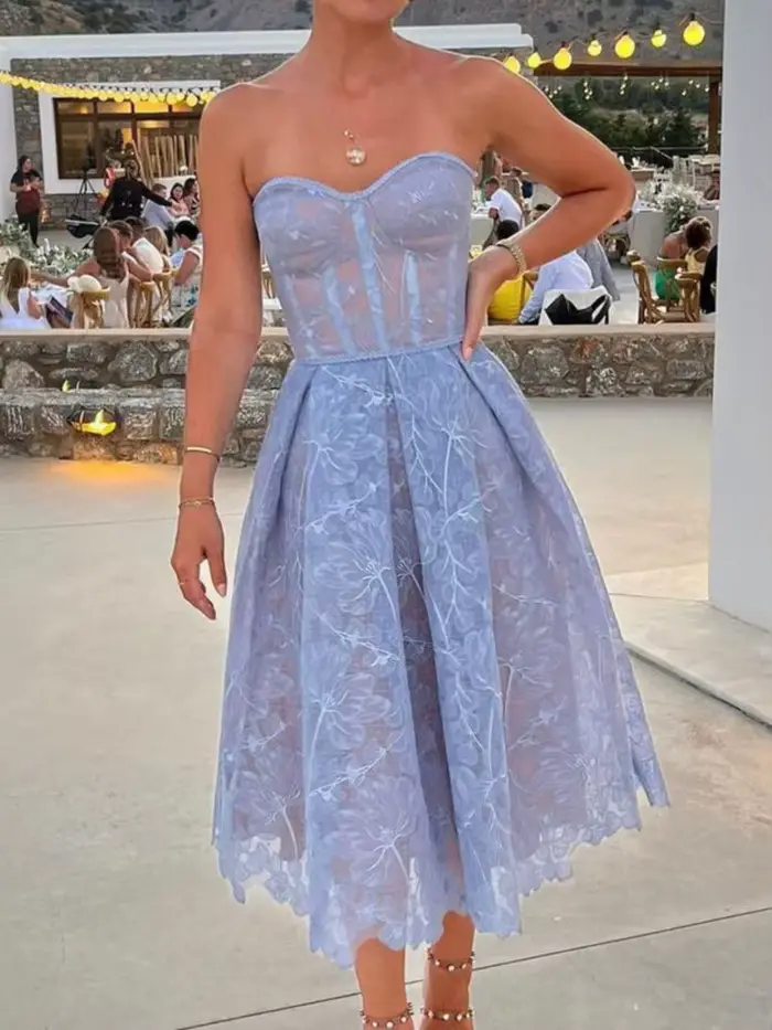 Robe de soirée femme mode sexy dentelle broderie bustier tubulaire robes tempérament socialite banquet bal robes 2025