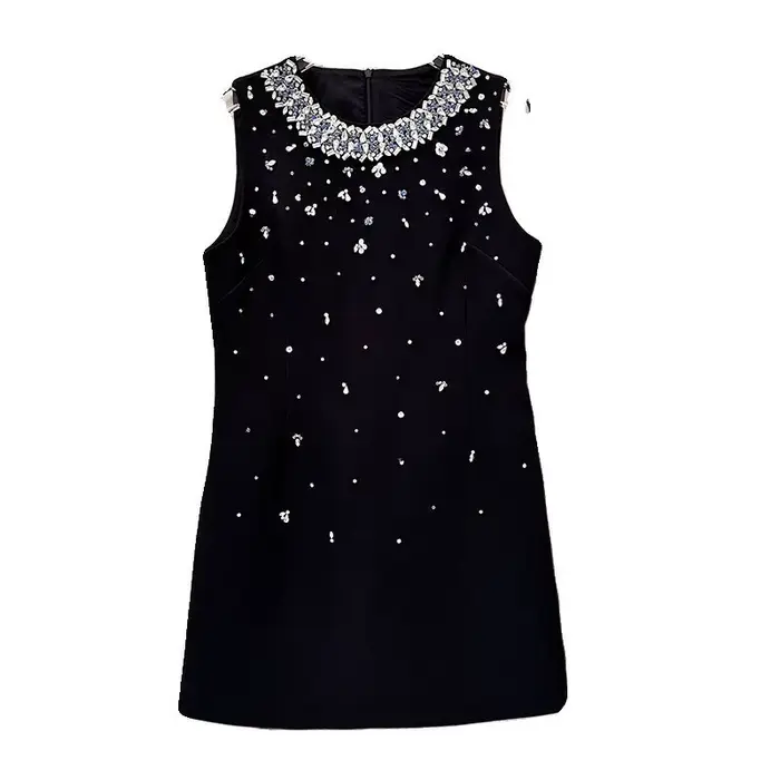 Robe d'été ornée de cristaux lourds 2025 | Mini