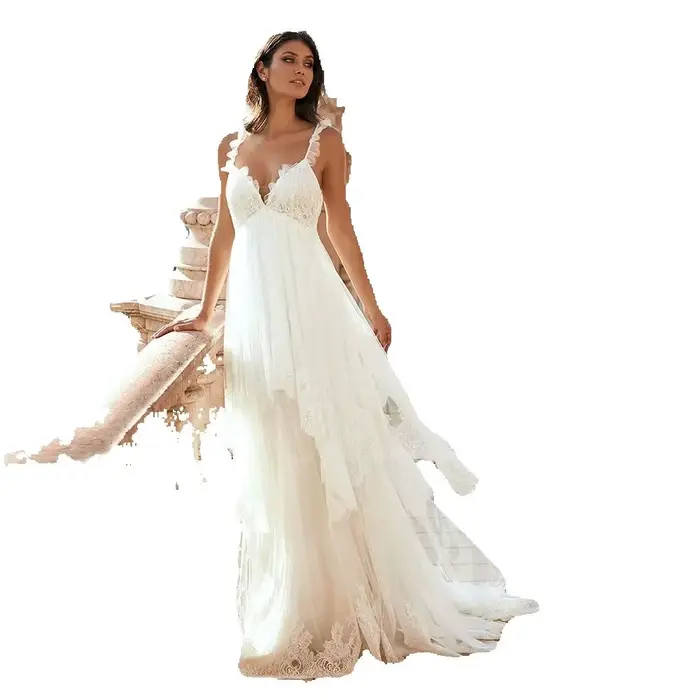 Robes de mariée empire charmantes personnalisées en dentelle 2025