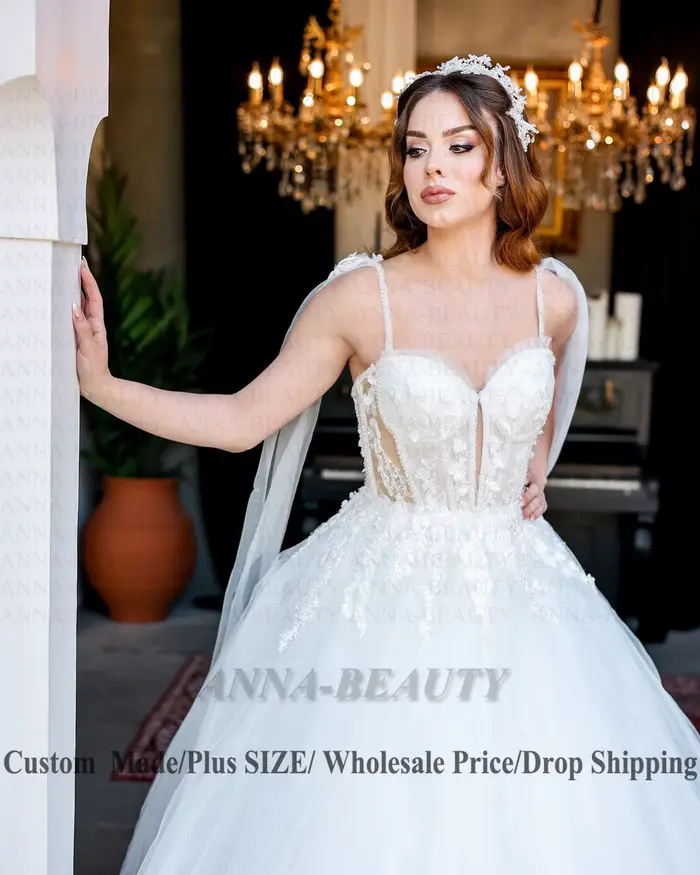 Anna charmante robe De mariée chérie pour femmes paillettes Tulle sans manches avec Cape dos nu