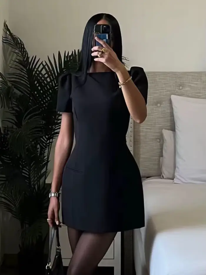 Mode soirée femme Robes courtes élégant noir à manches