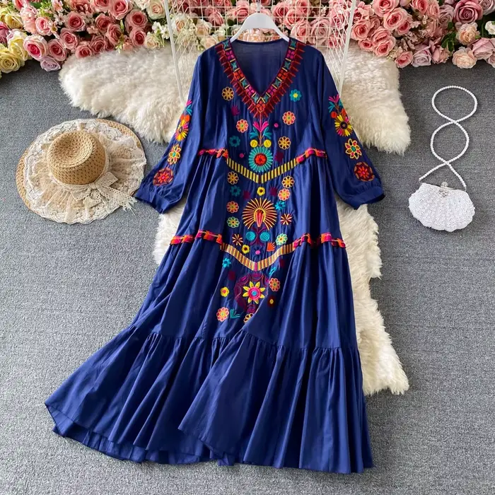 Femmes robe Vintage bohème ethnique bord de mer
