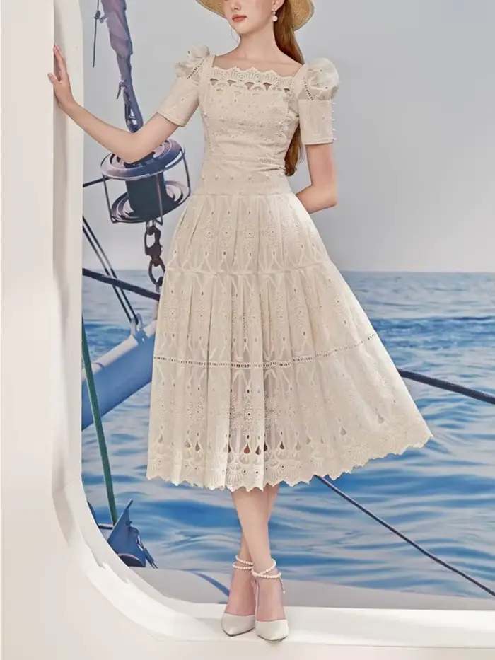 Eshin – robe blanche élégante pour femmes