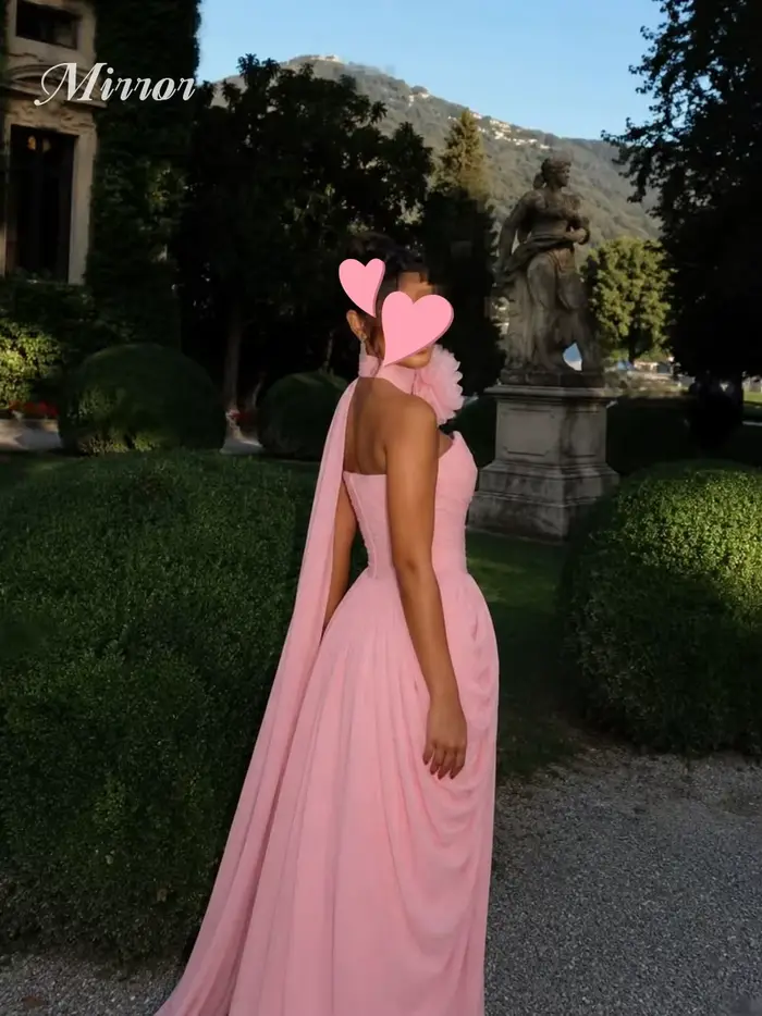 Robe de soirée élégante vintage en mousseline de soie rose à fleurs, coupe sirène, personnalisable, pour occasions formelles, bal de promo et soirées