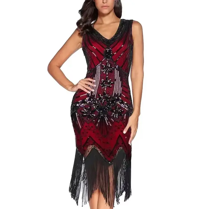 Testosterone SBY-Robe évasée à paillettes pour femme