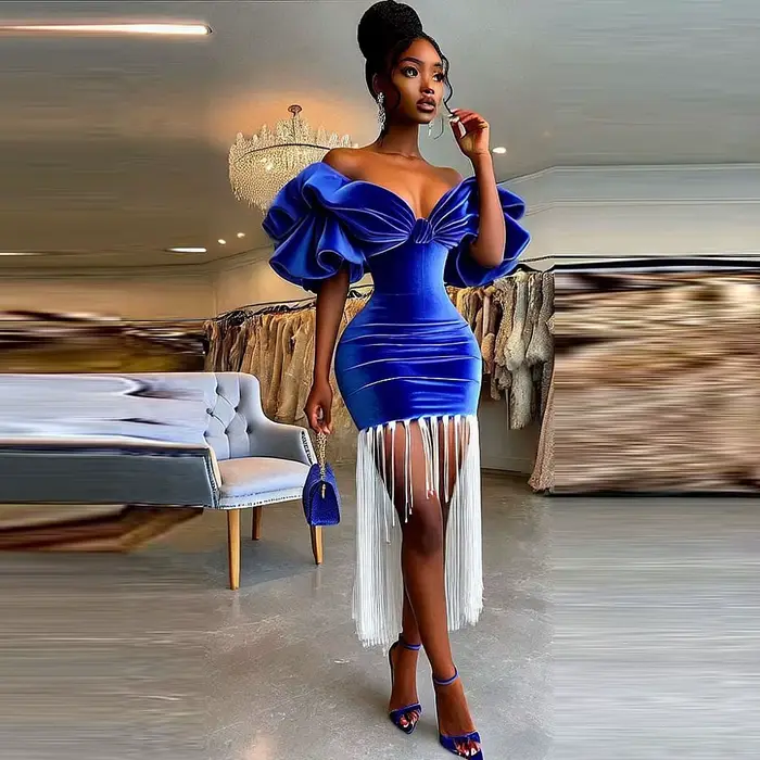 Robe de bal asymétrique en velours