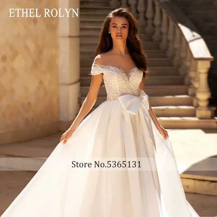 ETHEL ROLYN robe De mariée trapèze Chic perlée chérie dos nu princesse