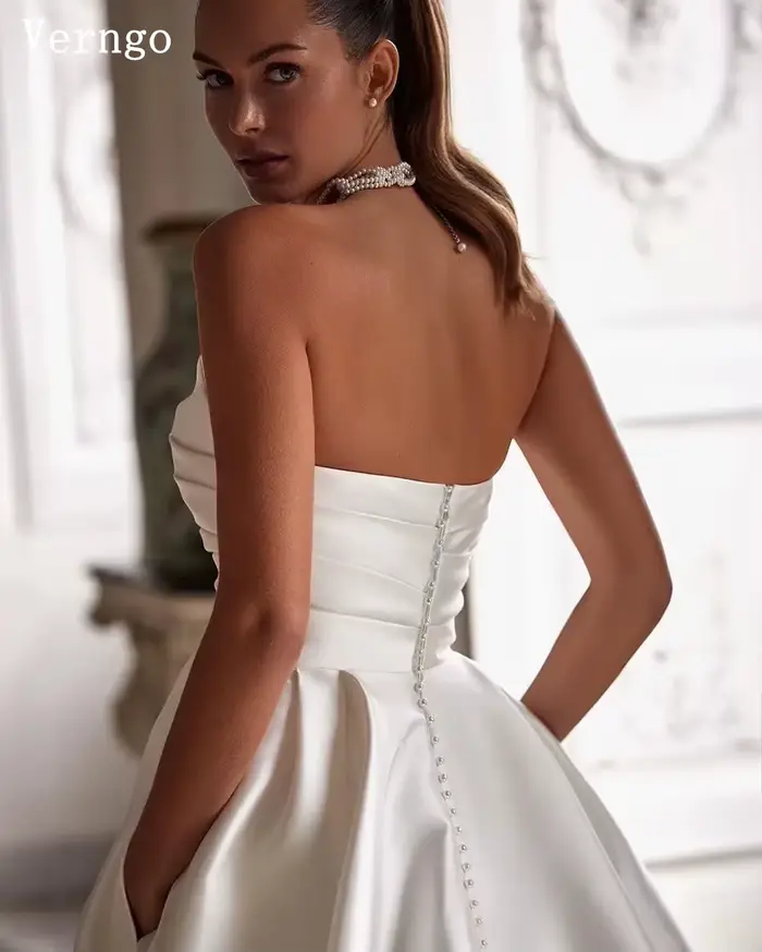Verngo église robe de mariée Simple sans bretelles une Linme robes