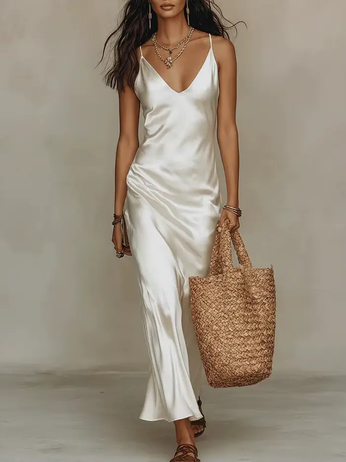 Robe longue en satin chic pour femme