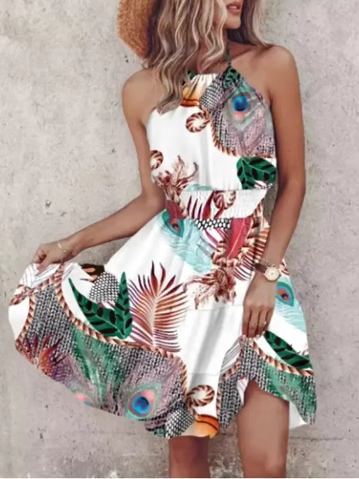 Mini robe imprimée bohème pour femmes