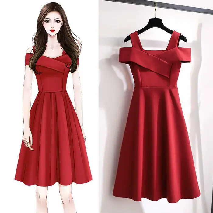 Femmes robes 2025 nouvelle mode épaules dénudées look mince taille cintrée genou longueur robe vêtements pour femmes vestidos