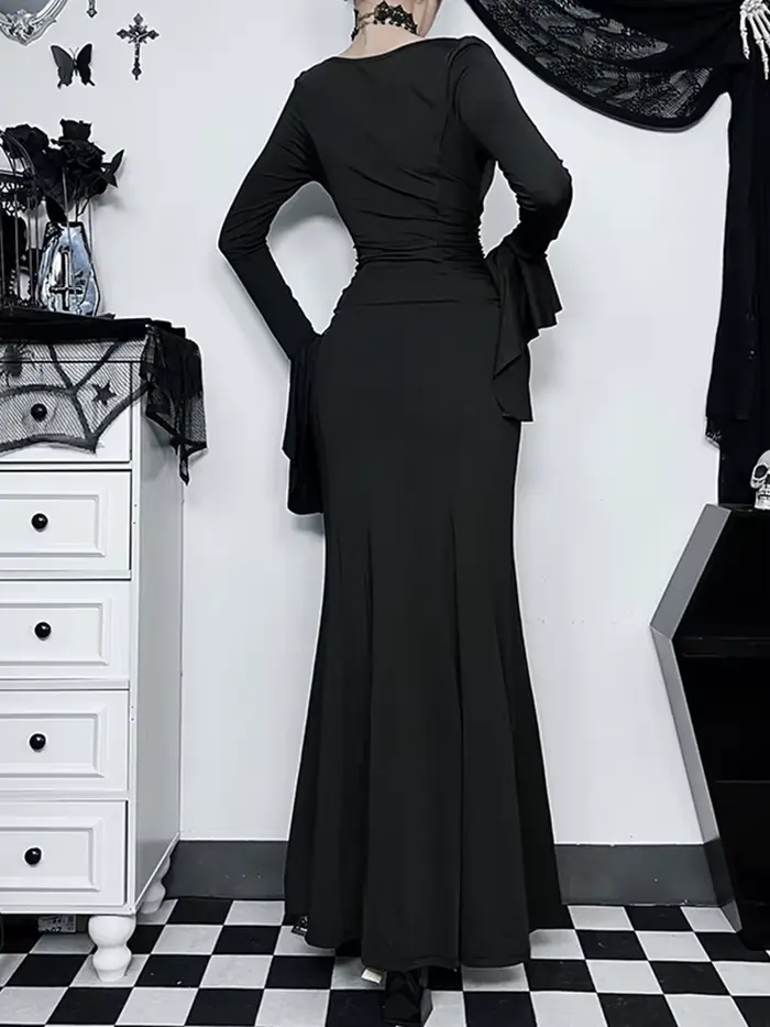 Robe gothique élégante pour femme sirène d'été slimmée inspirée de la famille adams pour halloween et autres occasions spéciales