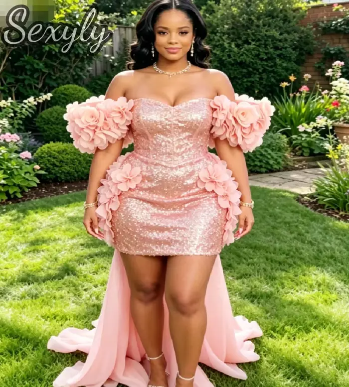 Robes de bal courtes à paillettes dorées scintillantes pour filles noires