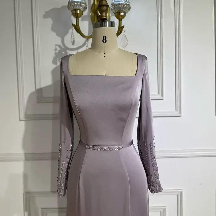 Robe de soirée de luxe à volants lilas