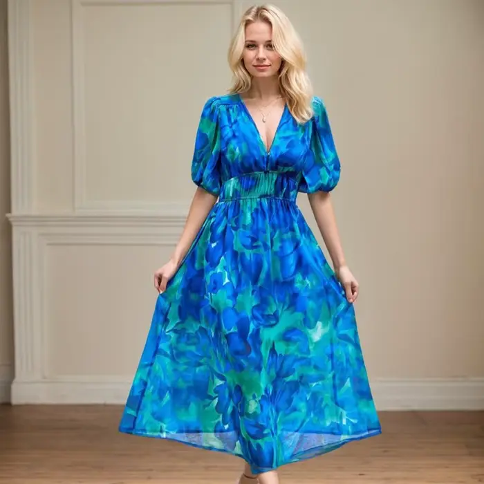Robe longue d'été à imprimé bohème pour femmes