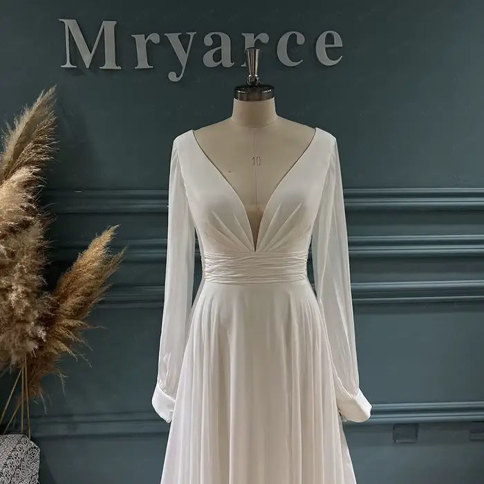 Mryarce – robe de mariée classique élégante en mousseline de soie