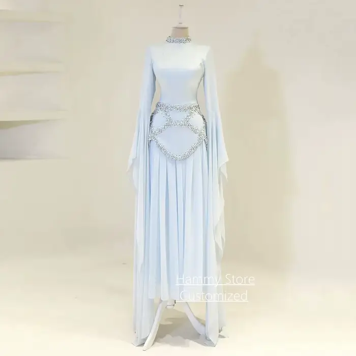 Robe de soirée arabe moderne personnalisée à manches longues