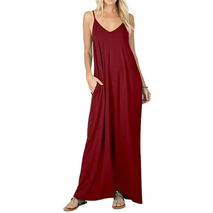 Robe décontractée en polyester bleu marine sans manches pour femmes, col en V, pull-over, ample et débardeur pour les occasions estivales