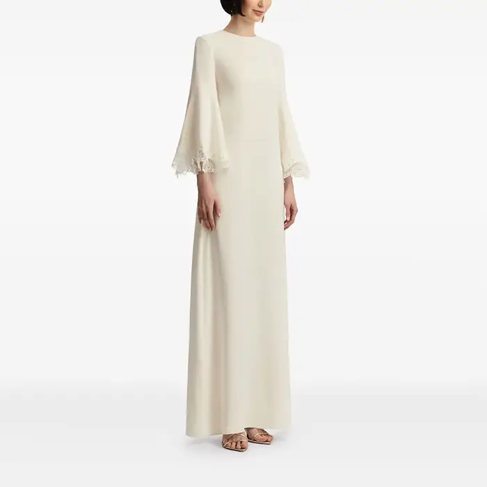 Robes de soirée simples col rond manches 3/4