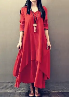 Robe Maxi à Manches sulfpour Femme