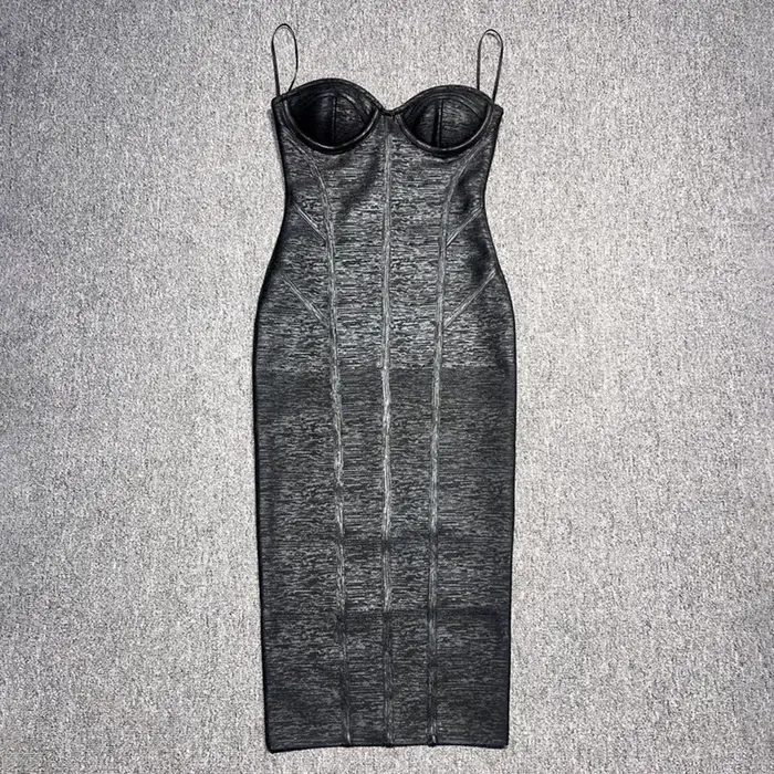 Robe mi-longue noire élégante, sans bretelles, Slim, avec fermeture éclair, sans manches, Style Cors