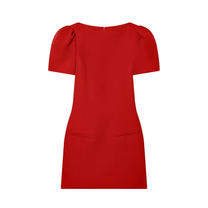 Robe courte élégante pour femmes, manches courtes, coupe ajustée, taille haute, robe midi unie, robe