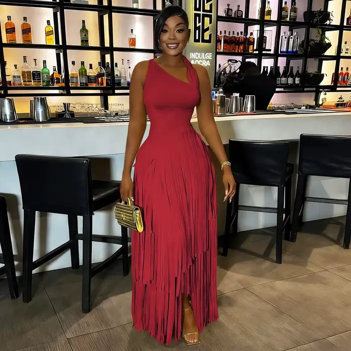 Nouvelle Robe Africaine Sexy à Franges pour Femme