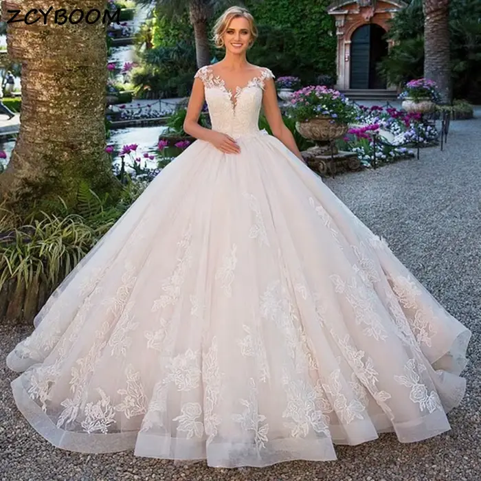Robes de mariée coupe A 2026 pour femme, élégantes, longues, avec appliques en dentelle, Vestidos De