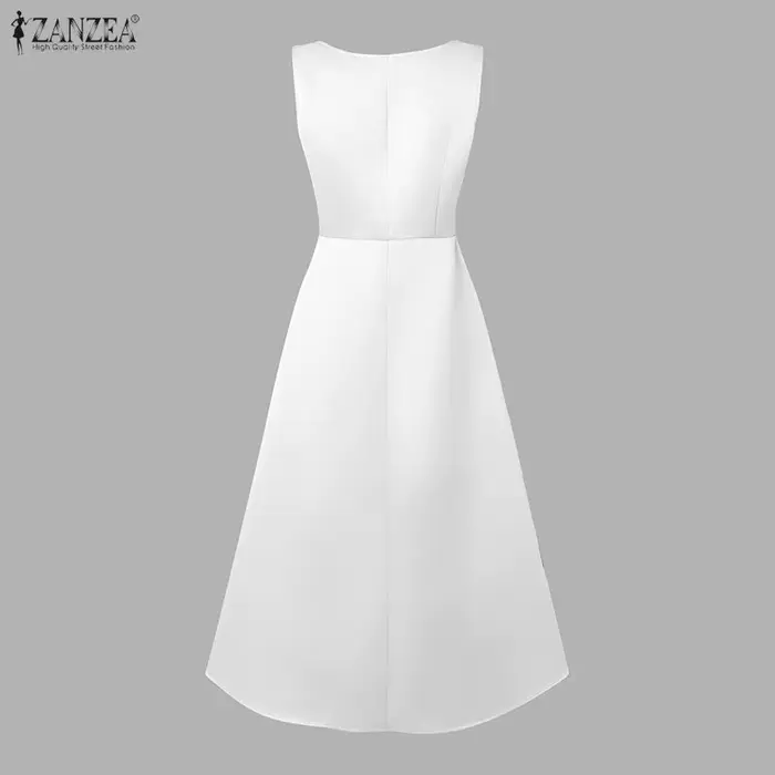 ZANZEA Robe de soirée élégante en satin blanc pour femme