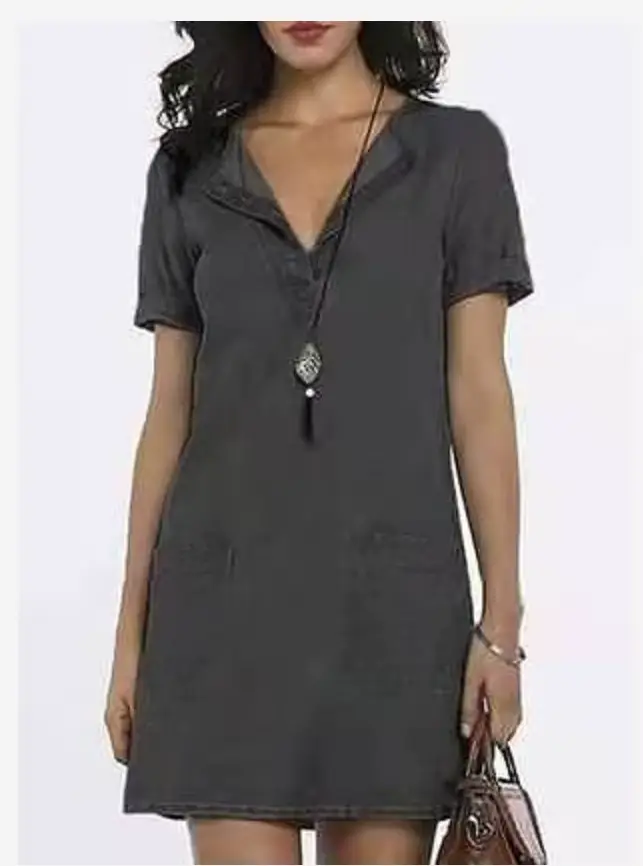 Robe en jean épissé pour femmes