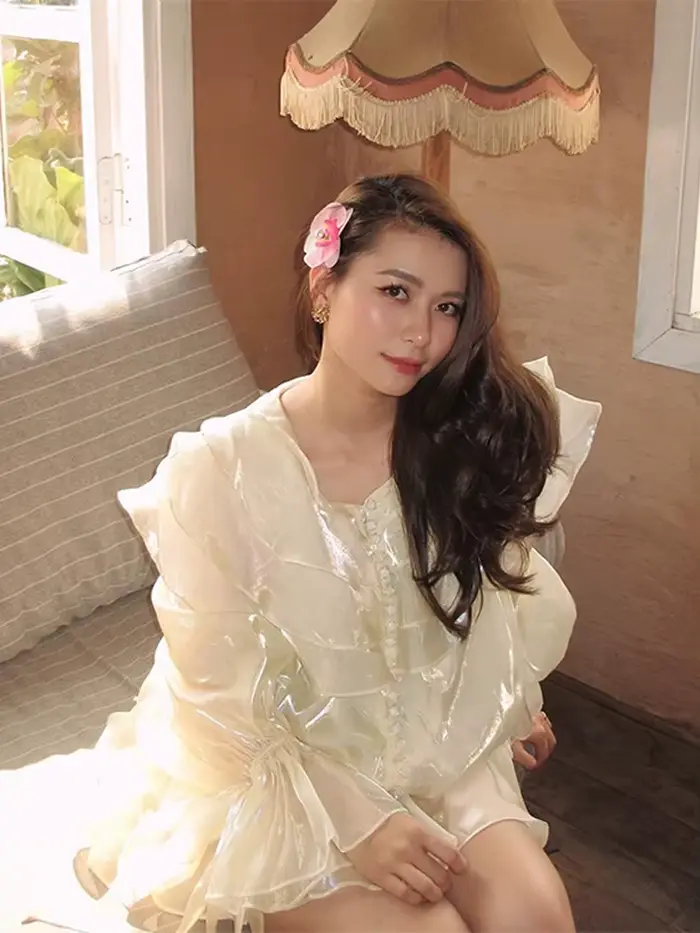 Robe courte à volants en cascade pour femmes
