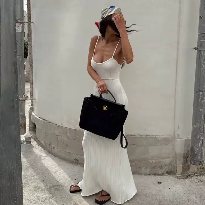 Robe élégante sexy sans manches polyesters longue cheville pour femmes occasions spéciales soirée festive